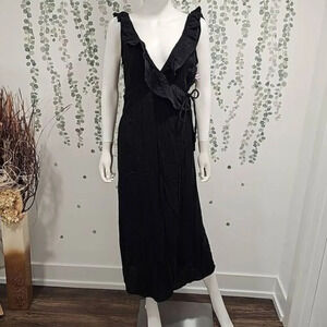 NWOT ASOS DESIGN ruffle detail midi wrap sundress in black Sz 2